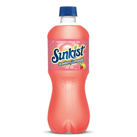 Sunkist Caffeine Free Strawberry Lemonade Soda Pop, 20 Fl Oz, Bottle