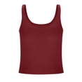thumbnail image 7 of Nestiefly Racerback Crop Tank Tops for Women - U Neck Yoga Padded Longline Sports Bras Workout Wine XL, 7 of 7