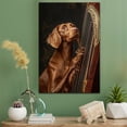 thumbnail image 2 of Wirehaired Vizsla Cute Dog Harp Stretched Canvas Size 8x12 – Retro Wirehaired Vizsla Dog Batter in Action With Harp for Themed Living Room, 2 of 5