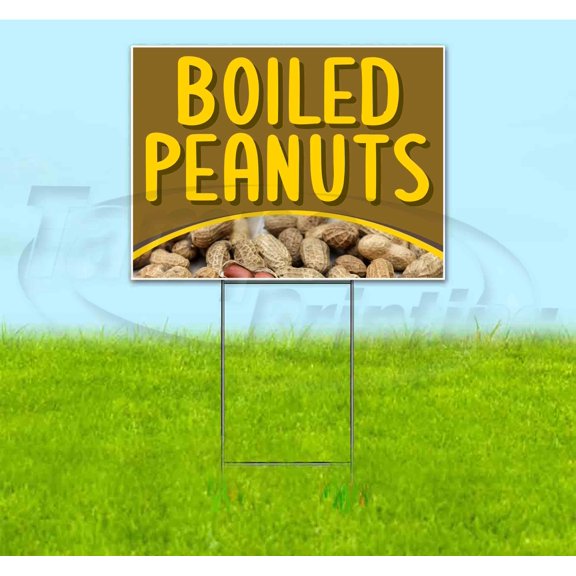 Boiled Peanuts (18" x 24") Yard Sign, Includes Metal Step Stake