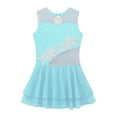 thumbnail image 3 of YONGHS Ice Skating Dress for Girls Kids Sleeveless Shiny Mesh Splice Tutu Skirted Leotard Ballet Dance Wear Sky Blue 6, 3 of 7