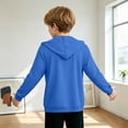 thumbnail image 5 of XAOFW Solid Color Zip Up Hoodies For Boys Zipper Long Sleeve Hooded Sweatshirt With Front Pockets Lightweight Outdoor Wear Pullover For Kids Stylish Tops 7-8 Years, 5 of 6