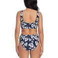 thumbnail image 3 of Daiia White Leaves Women's Bikini Set Two Piece Swimsuit High Waisted Bikini Adjustable Straps Bikini Perfect for Beach, Pool, and Summer Vacation-Small, 3 of 9