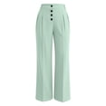 thumbnail image 4 of Sahpxhe Work Pants for Women High Waist Wide Leg Palazzo Front Button Dress Pants Casual Loose Business Office Trousers Mint Green M, 4 of 6