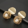 thumbnail image 4 of Luxury Golden Metal Drop Earrings 2024 Women Fashionable Big Trendy Round Circle Ear Dangle Party Personality Vintage Jewelry, 4 of 6