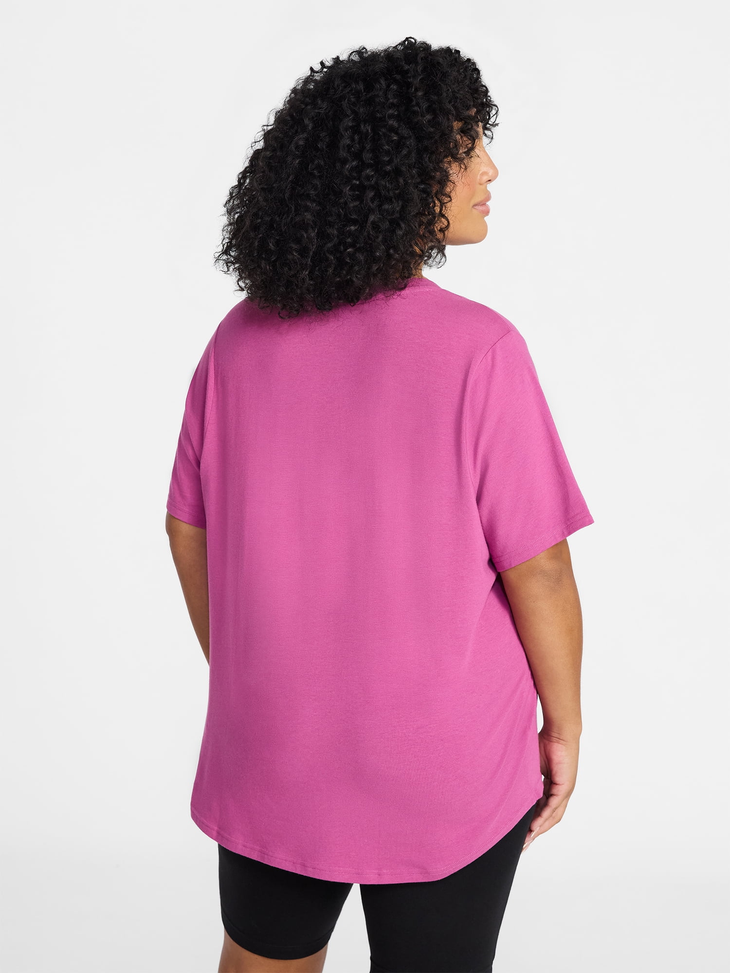 Terra & Sky Women's Plus Size V-Neck Tee with Short Sleeves, Size 0X-5X