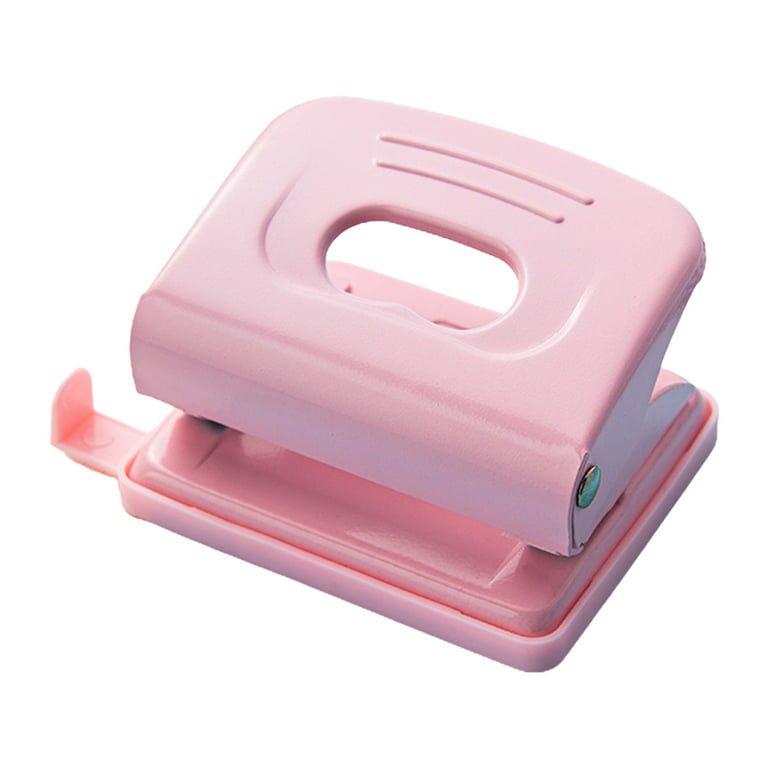 1/4 2 Hole Paper Punch Metal Hole Puncher 8 Sheet Capacity Hole Punch Pink