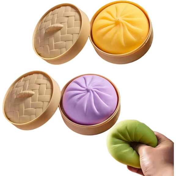 Giant Dumpling Squishy, Dumpling Squishy Large, Mega Rainbow Dumplings, Soft Squeeze Decompression Dough(4pc)