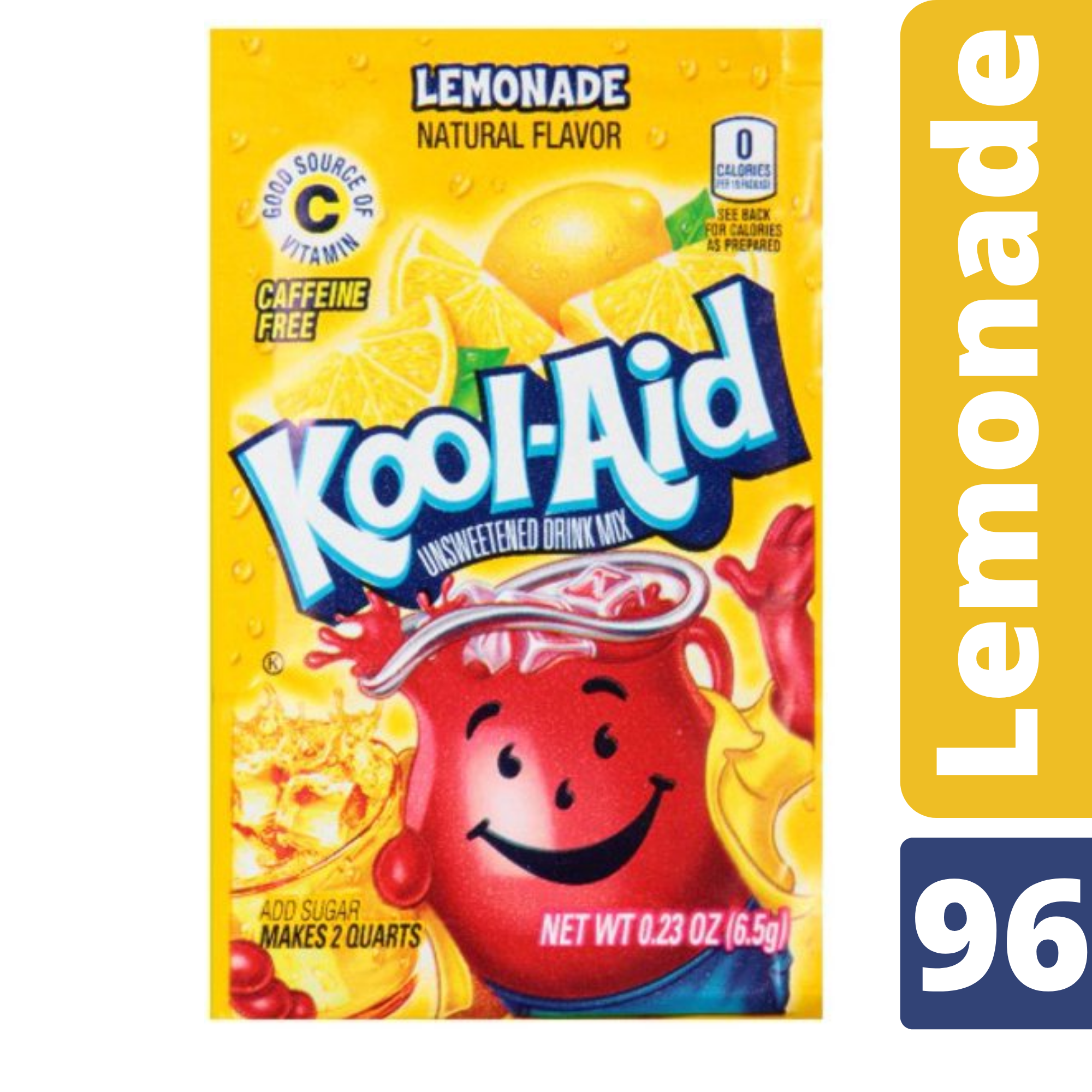 Kool-Aid Artificially Flavored Lemonade Unsweetened Powdered Drink Mix No Caffeine 2 Big Box Bundle 48 Packets Each Box, 0.23 oz., 96 (Packets)