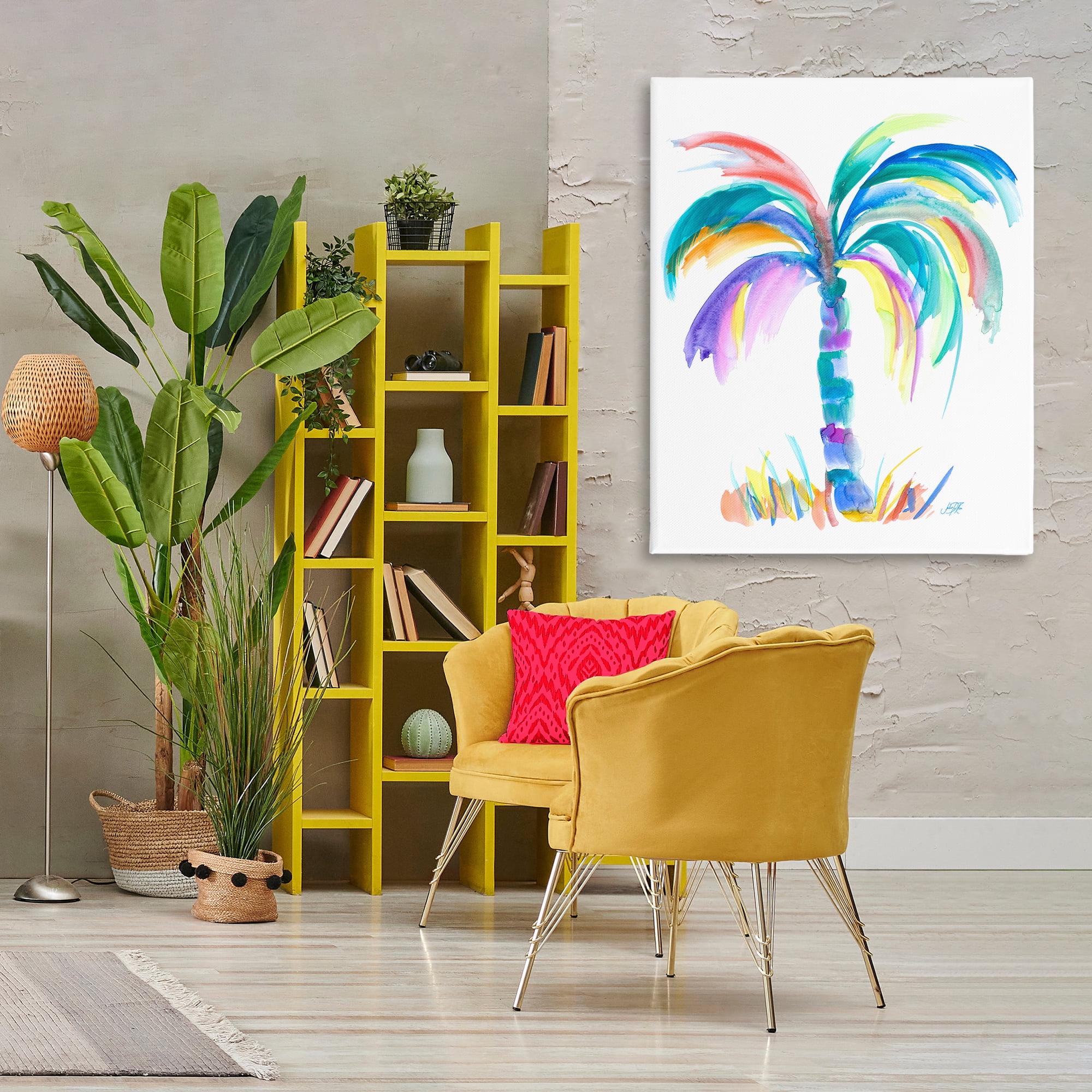 Stupell Industries Brushed Palm Tree Botanical & Floral Painting Gallery Wrapped Canvas Art Print Wall Art, 36 x 48