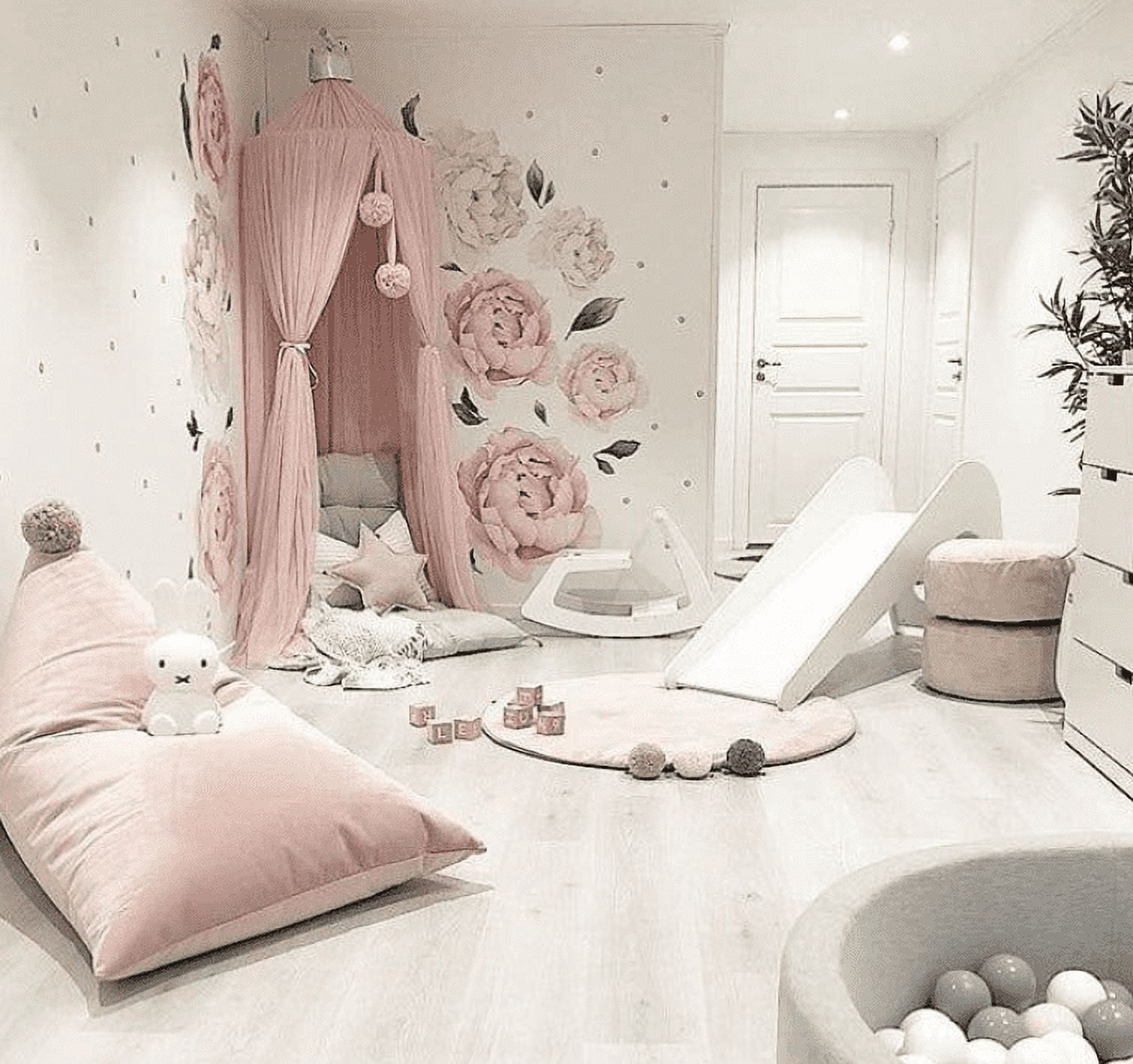 Modern Nursery Kids Bed Canopy - Baby Crib Bed Mosquito net Reading Nook - Princess House Castle Bed Hanging Sheer Canopy 10 Layers  PRINCESS PINK TULLE