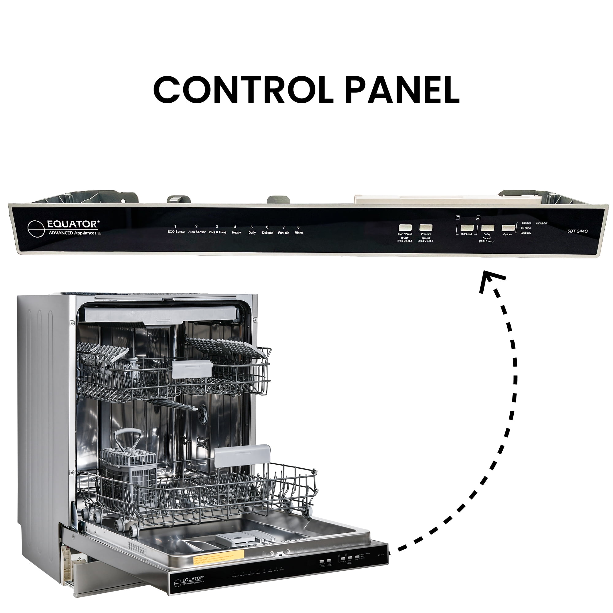 Equator 24" Built-In Dishwasher w/ Top Control 15 Place Settings Made in Europe E-star Certified