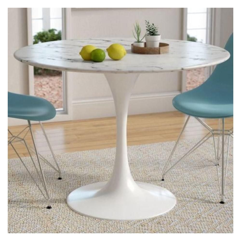Brenleigh Marble Tulip Dining Table,with Carrara Marble Top – A Stylish and Elegant Dining Table Featuring a Classic Tulip Design, Perfect for Modern Dining Spaces