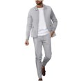 thumbnail image 2 of YOIAVAIOY Men Casual Sweatsuit Lapel Waffle Cardigan with Zip Pockets Drawstring Pants Athletic Lounge Tracksuit Fall Winter Outfits Business Matching Set Gray S, 2 of 6