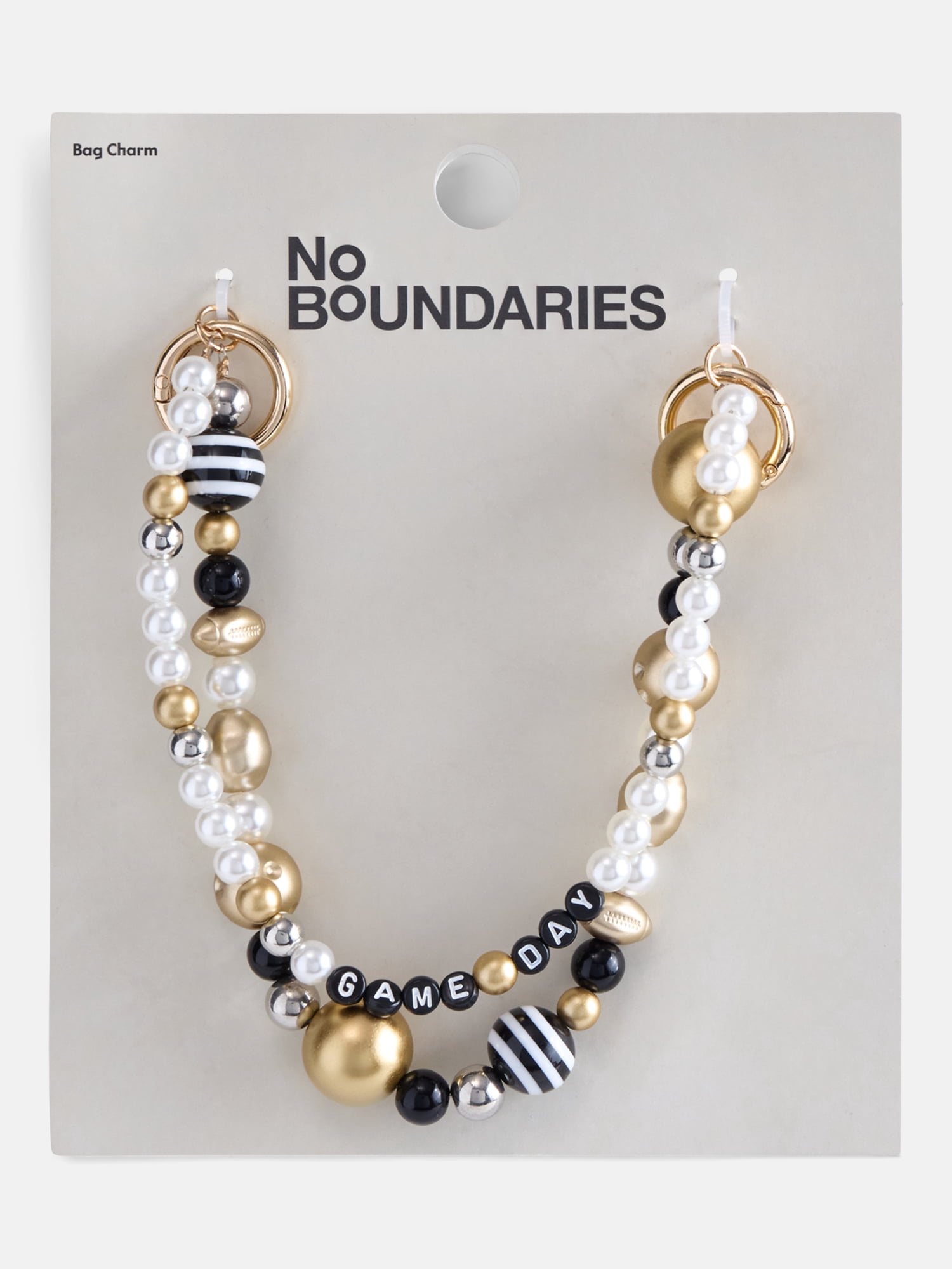 No Boundaries Women’s Game Day Beaded Swag Charm, Black & Gold