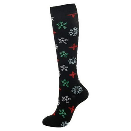 

maytalsoy 1 Pair Christmas Style Sock Sports Socks Anti Fatigue Knee Stocking New Year Gifts Accessory Cycling Sporting Running Gold Snowflake S/M