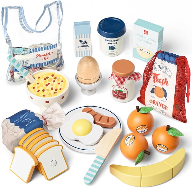 Juego de juguetes de madera Lehoo Castle para cocina infantil, juego de comida