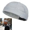 Roiihwy Mens Mesh Brimless Cap with No Brim, Summer Docker Cap Beanie Hat Flip Sailor Skullcap Breathable, gray