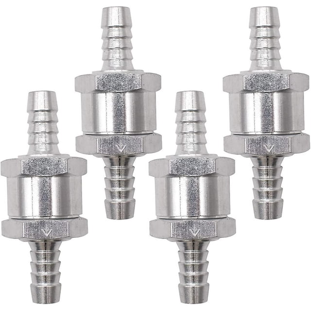 Válvula de retención de aluminio, válvula de retención plateada de 4 piezas con válvula de retención de aleación de aluminio con flecha de retención (8 mm) JAMW Sencillez