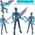thumbnail image 4 of T13 Titan 13 3D Printed Action Figure Set, Pre-Assembled Robot with Movable Dog & Interchangeable Weapons (Blue), 4 of 6