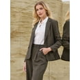 thumbnail image 4 of DARING DIVA Women's Houndstooth Plaid Blazer Business Suit Jacket 2XL Brown, 4 of 6