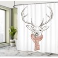 thumbnail image 4 of Ambesonne Antlers Shower Curtain, Deer with Scarf Winter, 69"Wx70"L, Redwood Grey White, 4 of 4