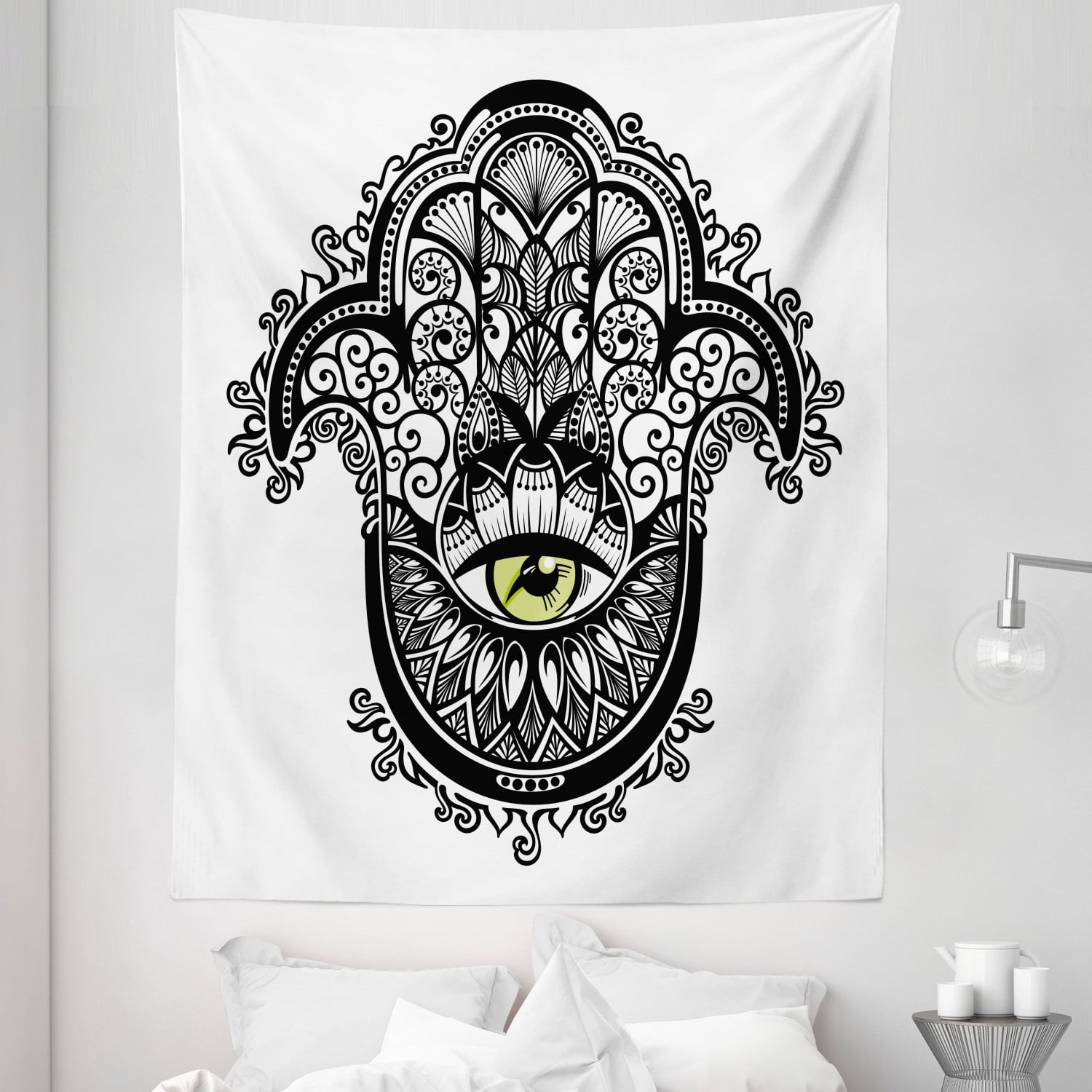 Evil Eye Tapestry Vivid Illustration All Seeing Eye Energy Fantasy Magic Fabric Wall Hanging Decor for Bedroom Living Room Dorm 5 Sizes Yellow