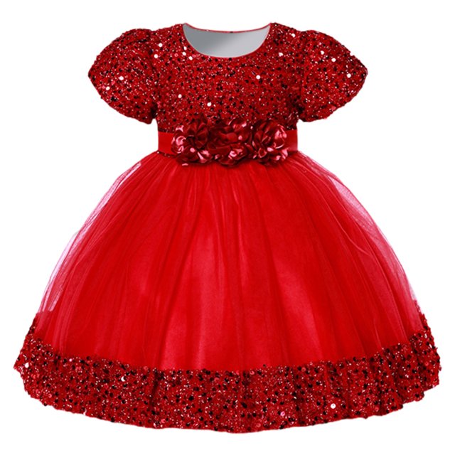 Yanlir Robe Sans Manches en Maille pour Fille Col Rond Style Princesse Robe de Fête, Vêtements d'Été pour Enfants, Tenue de Jeu Légère et Respirante (Rouge1,2-3 Ans)
