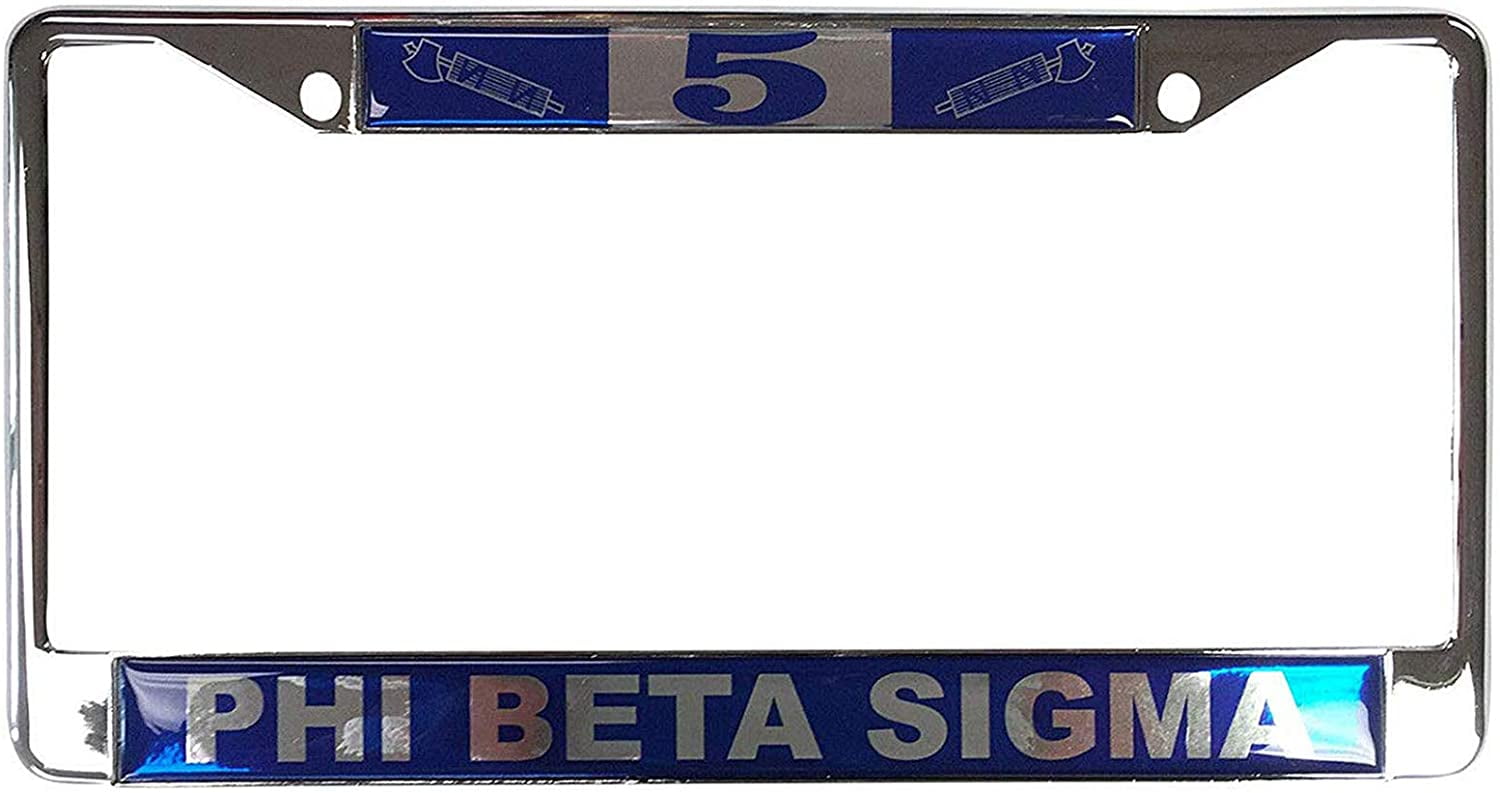 Phi Beta Sigma Line Number Metal License Plate Frame For Front Back of Car Sigma (5 License