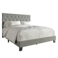 thumbnail image 2 of Castle Place Classic Button Tufted Linen Upholstered Bed, Light Grey, Queen, 2 of 6
