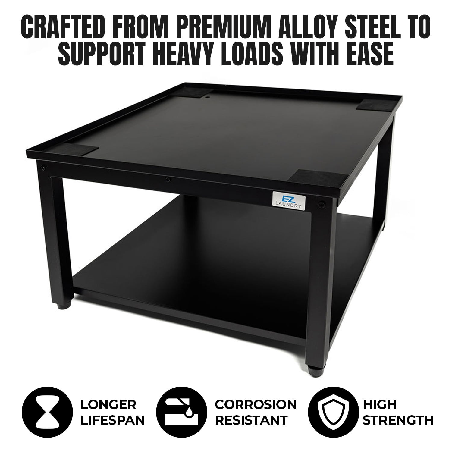 EZ Laundry Pedestal 29" Wide x 16" High Steel Support Stand for Washer and Dryer – Black