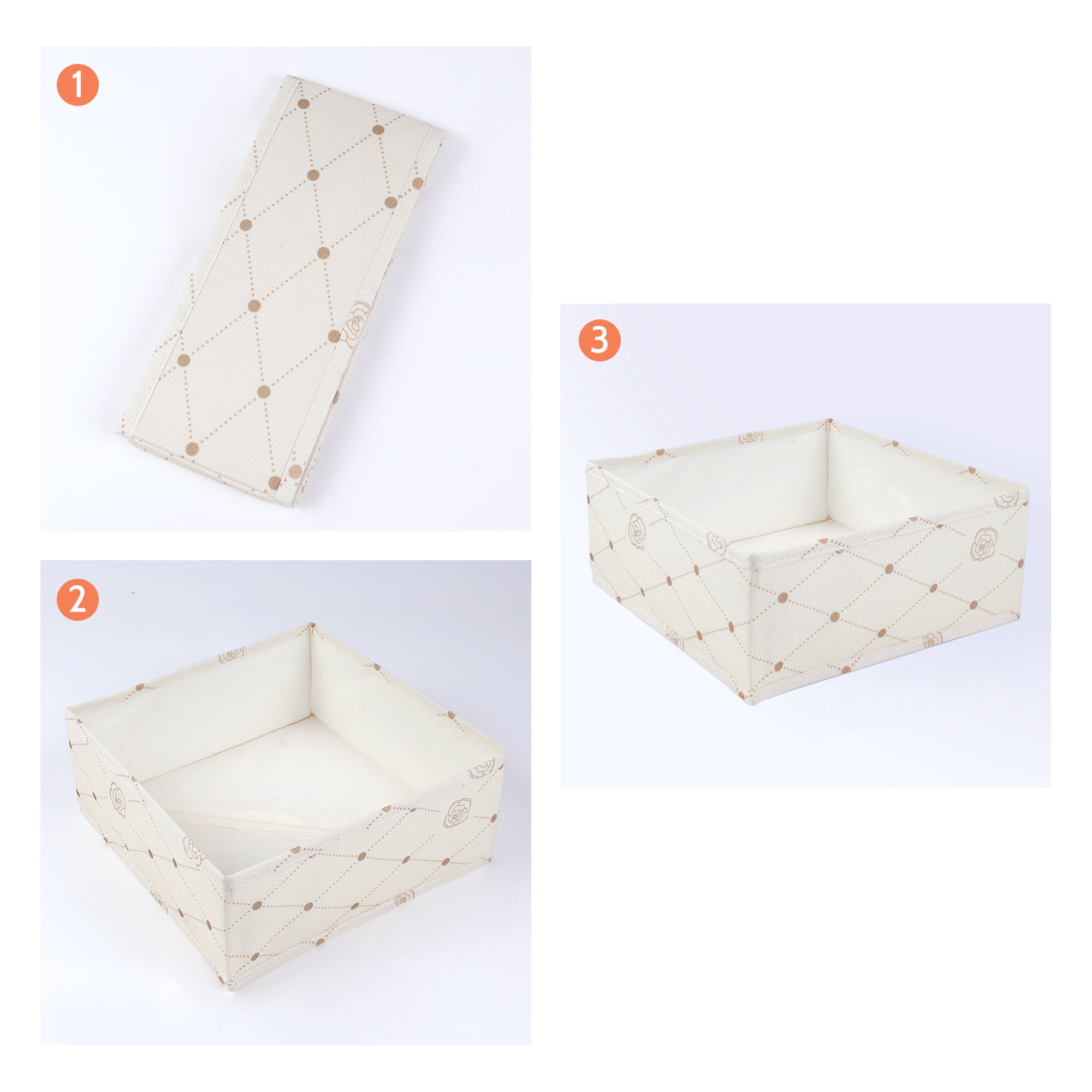 Unique Bargains 3 Pcs Collapsible Storage Cube for Closet Organizers Beige 11"x11"x4.7"