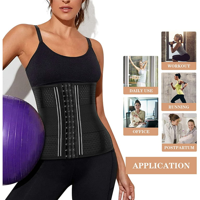 CtriLady Women's Waist Trainer Underbust Corset Tummy Control Waist Cincher  Slimming Body Shaper Sport Belt Workout Girdle(Black XX-Large) 