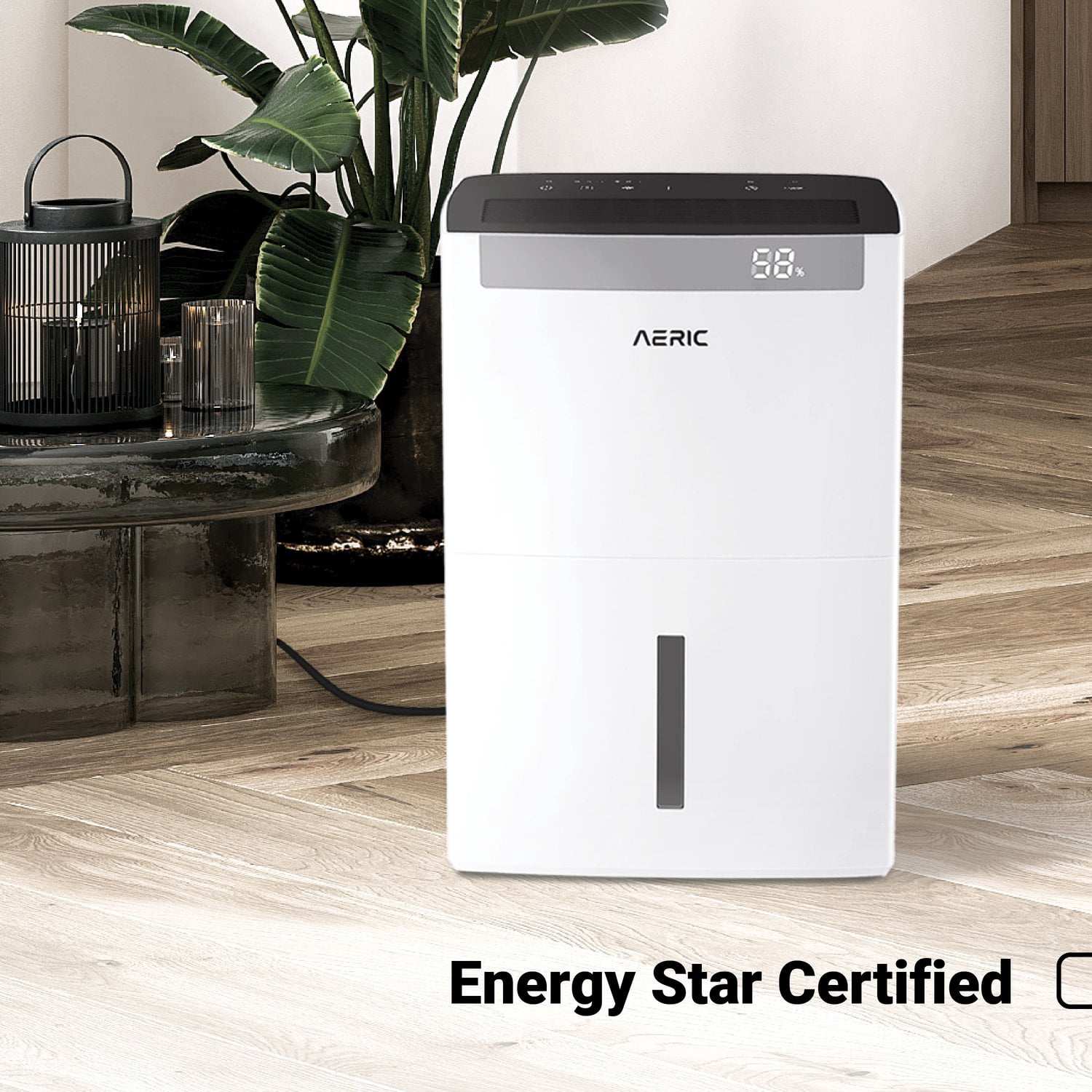Aeric 50-Pint 4500 Sq Ft Large Portable Dehumidifier with Cooling Fan & Drain Hose, White, AERD501P