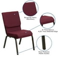 thumbnail image 6 of 4 Pk. HERCULES Series 18.5''W Burgundy Patterned Fabric Stacking Church Chair with 4.25'' Thick Seat - Gold Vein Frame, 6 of 9