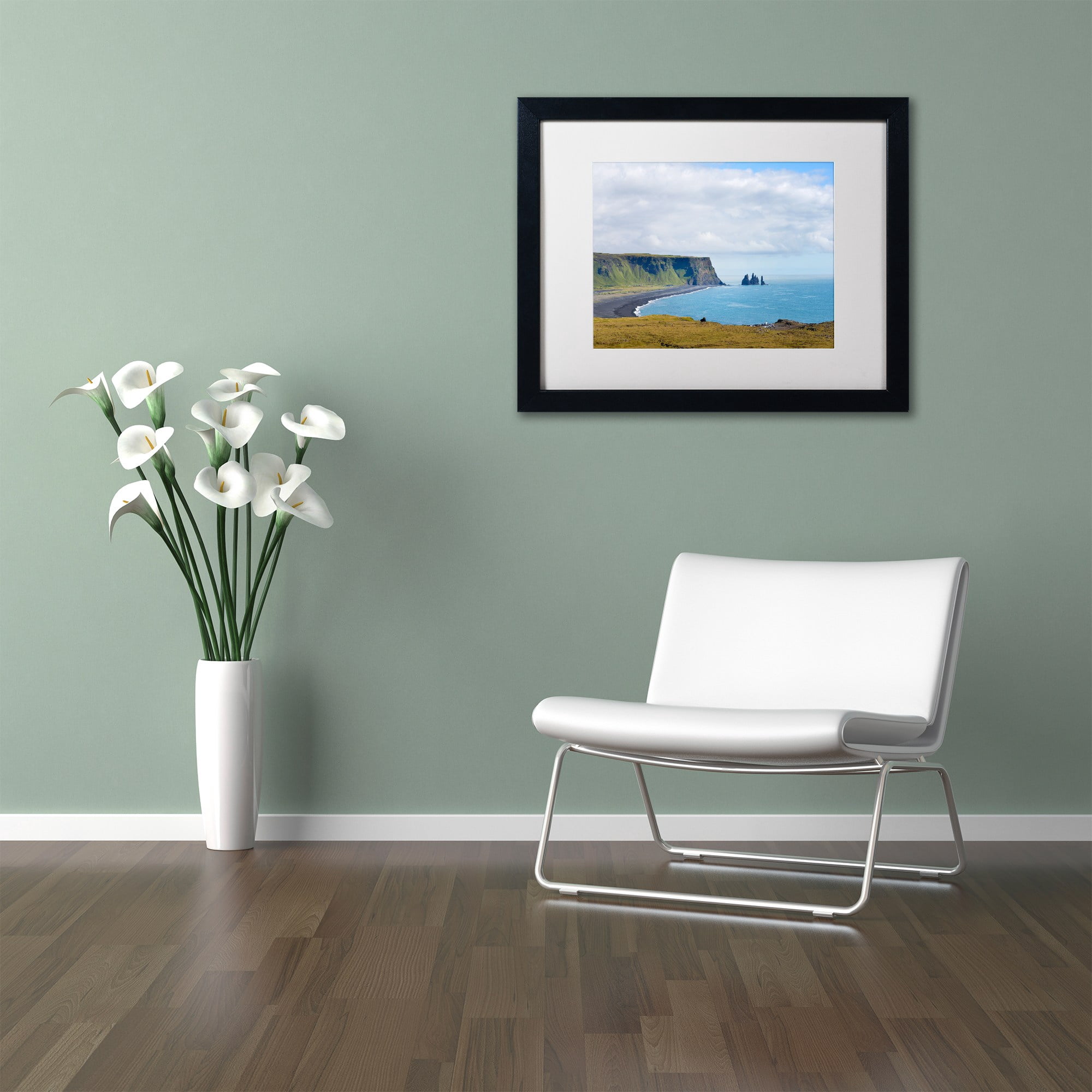 Trademark Fine Art 'Reynisfjara Beach' Canvas Art by Philippe Sainte-Laudy, White Matte, Black Frame
