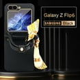 thumbnail image 6 of ELEHOLD Samsung Galaxy Z Flip 6 Case with Handle Grip, Handbag Shape Fashion Elegant Slim PU Leather Cover with Plating Bumper for Samsung Galaxy Z Flip 6,White, 6 of 8