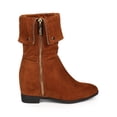 thumbnail image 2 of New Women DbDk Estrella-1 Suede Pointy Toe Calf High Snap Cuff Wedge Boot Size, 2 of 5