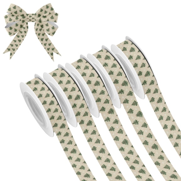 5 Rolls Christmas Ribbon 1.5 inch Wide Decorative Ribbon for Gift Wrapping and Holiday Decorations Motifs Christmas Tree Pattern