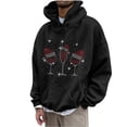 thumbnail image 2 of Sudadera con capucha para hombre, estilo casual, con cuello redondo, estampado, manga larga, blusa de poliéster, 2 of 5