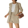 thumbnail image 4 of 2 Piece Women's Open Front Long Sleeve Blazer & Solid Shorts Pants Suit Sets, 4 of 7