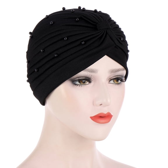 BEFOKA Headscarves for Women Pre Tied Solid Sliper On Caps Headwears Turban Headwrap Knot Pleated Chemo Headwears for Women