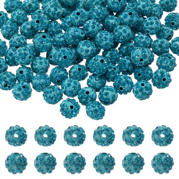 105 Pcs 10mm Perlas de arcilla con strass para hacer joyería, perlas de disco azul al por mayor para pulseras, collares, aretes, manualidades y decoración DIY.