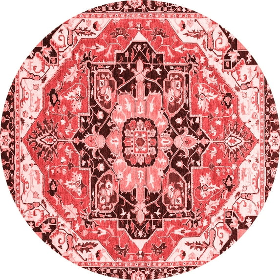 Ahgly Company Indoor Round Abstract Red Modern Area Rugs, 3' Round