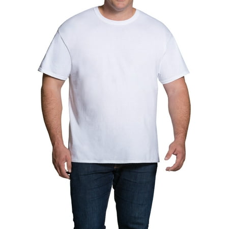 Dual Pak - Big Men's Dual Defense White Crew T-Shirts Extended Sizes, 5 Pack
