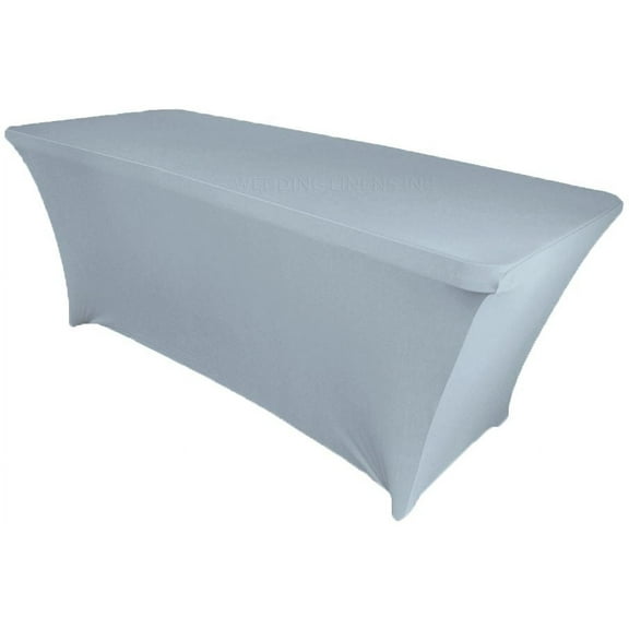 Wedding Linens Inc. (200 GSM) Premium 6 FT Rectangular Spandex Stretch Fitted Table Cover Tablecloths - Dusty Blue