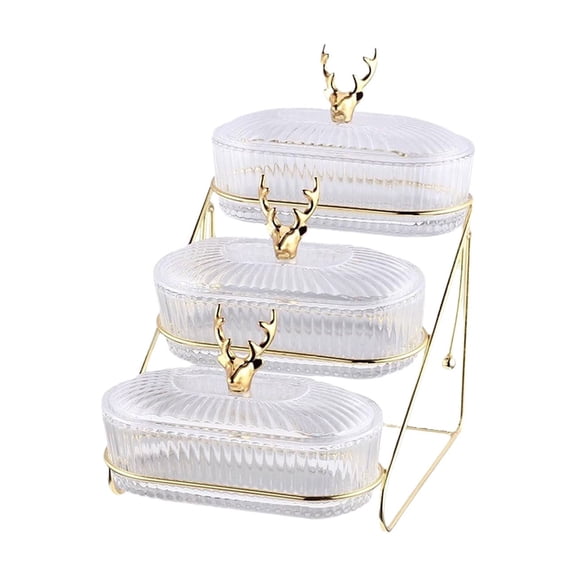 Fruit Tray with Compartment Design for Dried Snacks and Desserts, Ideal for Living Room or Kitchen Display, 1 Pack, Reseau Style Afternoon Tea Serving Platter