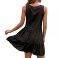 thumbnail image 4 of Monfince Women's Sleeveless Shirts Dress Women Casual V-neck Summer Temperament Solid Dress 1pcs, 4 of 6