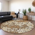 thumbnail image 5 of HomeRoots 677798 8 ft. Copper Ivory & Brown Striped Washable Round Area Rug with UV Protection, 5 of 9