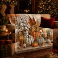 thumbnail image 3 of Harvest Pumpkin Still Life Autumn Maple Leaves, Cozy Rustic Scene, Warm Flannel Blanket for Ranch House and Living Room, Animal Lovers Thanksgiving Gift, Rustic Home Decor, 3 of 9